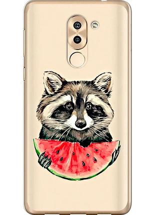 Чехол силиконовый на телефон huawei mate 9 lite енотик с арбузом "4605u-474-58250"