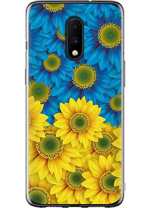 Чехол силиконовый патриотический на телефон oneplus 7 жёлто-голубые цветы "1048u-1740-58250"