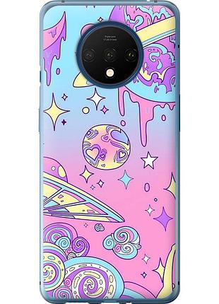 Чехол силиконовый на телефон oneplus 7t розовая галактика "4146u-1809-58250"