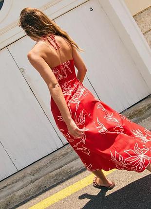 Сукня плаття сарафан міді червона zara зара