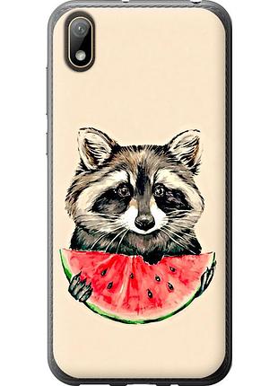 Чохол 2d пластиковий на телефон huawei y5 2019 єнотик з кавуном "4605t-1695-58250"