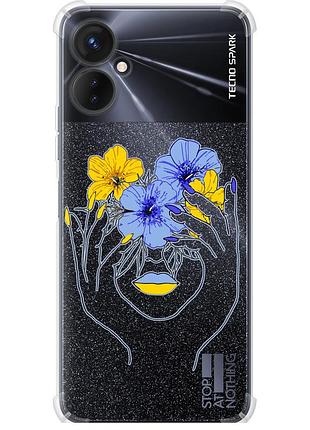 Чехол силикон с усиленными углами патриотический на телефон tecno spark 9 pro девушка v4 "5276sp-2832-58250"