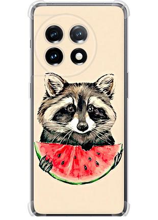 Чехол силикон с усиленными углами на телефон oneplus 11 енотик с арбузом "4605sp-2940-58250"