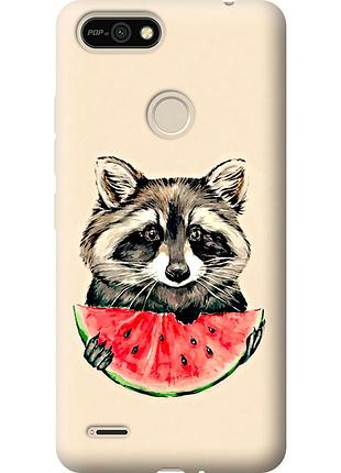 Чехол силиконовый на телефон tecno pop 2f b1f енотик с арбузом "4605u-2391-58250"