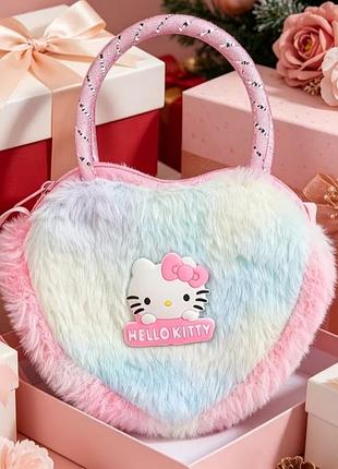 Детская сумка для девочки подарок сумочка пушистая kitty бирюзовая розовая