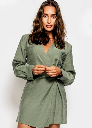 Zara, платье рубашка на запах (лиоцелл) длинный рукав