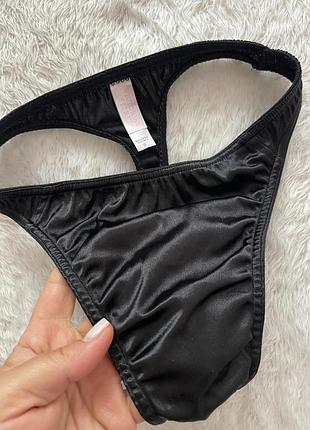 Високі трусики стрінги victorias secret чорні глянцеві