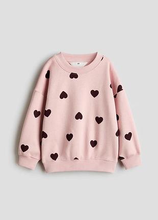 Свитшот на девочку утепленный h&amp;m розовый