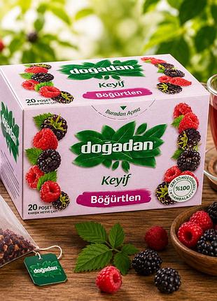Фруктово-трав’яний чай doğadan keyif böğürtlen зі смаком ожини 20 пакетиків | турецький чай