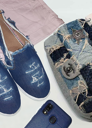 Летние текстильные джинсовые босоножки denim для девочки подростка размер 37 стелька 23 см