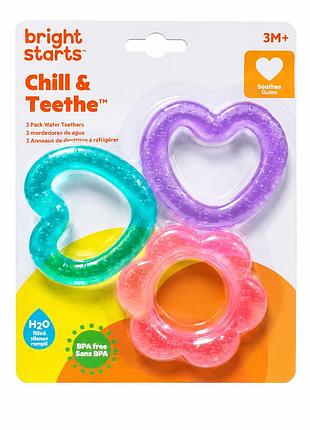 Прорезыватели для зубов bright starts chill & teethe 3 pack water teethers, охлаждающие, 3 шт, 3+ месяца