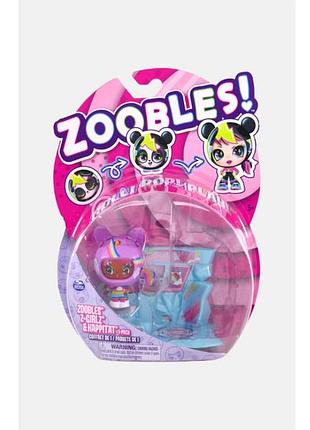 Ігровий набір zoobles z-girlz & happitat 1-pack spin master, фігурка-трансформер із будиночком, 5+