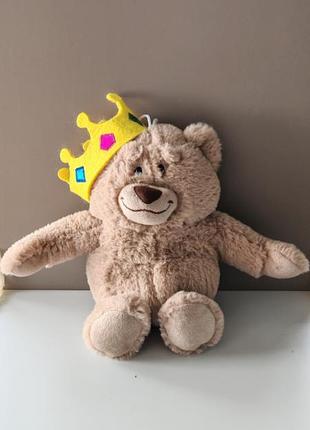 King cuddly smiley royal teddy bear in crown soft plush toy 10” tag dp leisure
