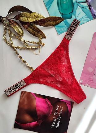Трусики стрінги зі стразами victoria's secret s