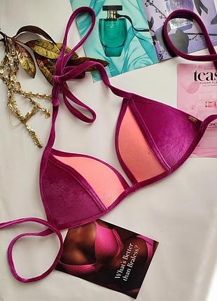 Victoria's secret pink m 38 75b 75c 80a 80b верх купальника треугольники бархатный