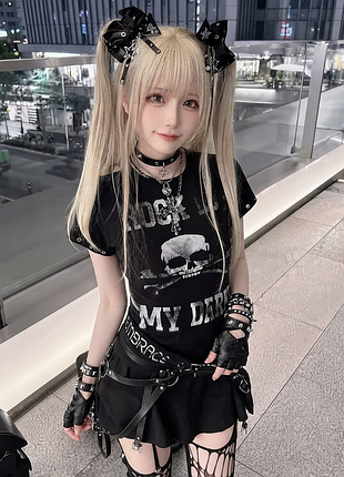 Футболка "rock is my drug" у стилі jirai kei / goth