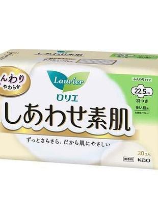 Kao laurier happy skin heavy day use гігієнічні прокладки 22.5 см, 20 шт