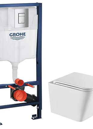 Комплект grohe set унитаз quadro-0301-r + инсталляция grohe rapid sl 38772001 (38772001quadro0301r)