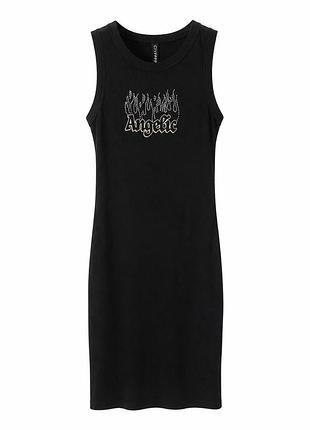 🖤платье в рубчик xs платье рубчик миди h&m черное платье майка в рубчик angelic со стразами xs миди