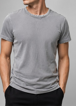 Мужская футболка next slim fit серый хлопок эластан оригинал m/l