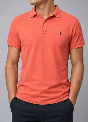 Оригінальне поло ralph lauren коралове бавовняне логотип pony m-l