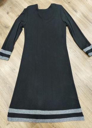 Классическое приталенное платье с серебристой каймой и декольте сеточкой sana2 фото