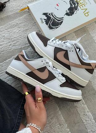 Стильные женские кроссовки nike dunk low beige/brown