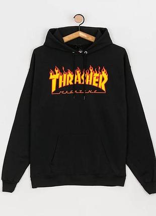 Мужское худи thrasher magazine черное унисекс-кофта женская толстовка трешер с огнем xl