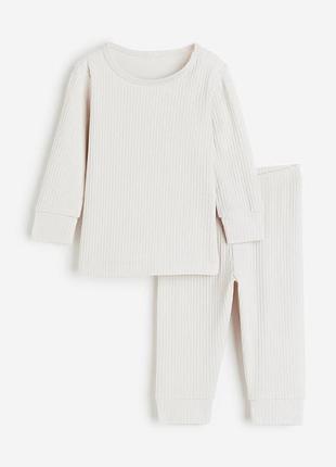 Костюм для хлопчика/дівчинки 86см, h&m, 12-18місяців, лонгслів+штани дитячі, бавовна, комплект в рубчик для малюка
