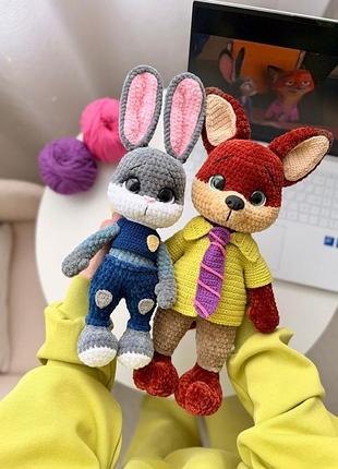 Вязаные игрушки джуди гопс и ник вайлд 🦊🐰 (зоотрополис / zootopia)