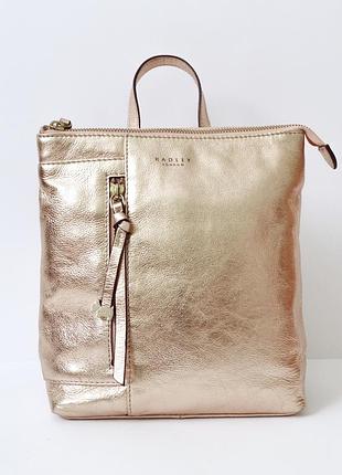 Брендовий оригінальний золотистий шкіряний рюкзачок radley london