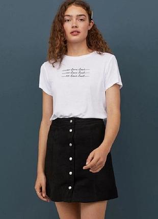 Спідниця жіноча h&m чорна джинсова спідниця на ґудзиках 40