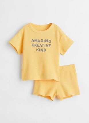 Стильний костюм для хлопчика/дівчинки 80см, h&m, 9-12місяців, футболка+шорти дитячі, бавовна
