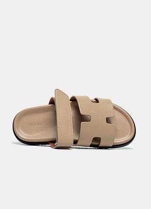 Шкіряні люкс шльопанці h₴. rm€s chypre beige lethet