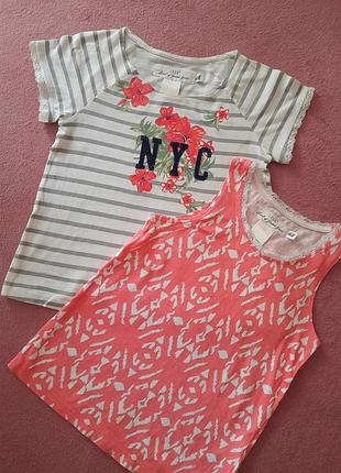 Набор из футболки и майки с кружевом от l.o.g.g. h&amp;m для девочки 3-4 лет коттон