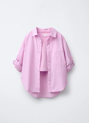 Комплект zara на девочку 6-7 р. рубашка + футболка, 100% хлопок, новый с бирками