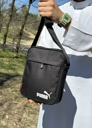 Сумка чорна спорт через плече puma, месенджер чоловічий, барсетка пума
