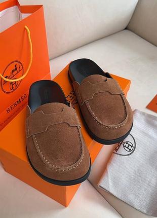 Жіночі мюлі коричневі люкс h€rm ₴s mule brown