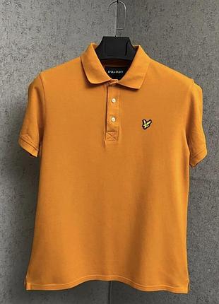 Помаранчева футболка поло від бренду lyle&scott