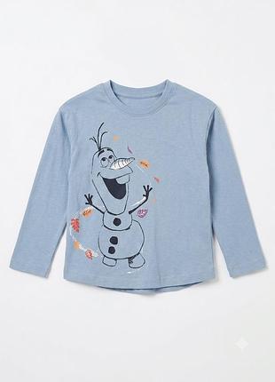 Футболка-лонгслів бавовняна з принтом для дівчинки disney frozen 426440 098-104 см (2-4 years) блакитний