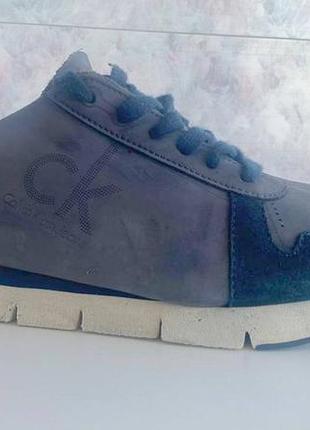 Calvin klein мужские кожаные кроссовки синие оригинал 43 размер
