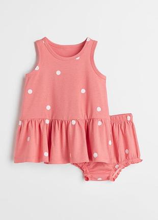 Костюм для девочки 68см, 74см, h&amp;m, 3-6месяц, 6-9месяц, стильное платье + трусики для девочки, хлопок