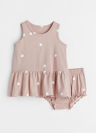 Костюм для девочки 86см, h&amp;m, 12-18месяц, стильное платье + трусы для девочки, хлопок