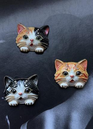 Брошка котики рудий чорний різнокольоровий