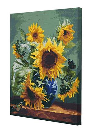 Картина за номерами riviera blanca соняхи з метеликами 40x50 см (rb-0284)