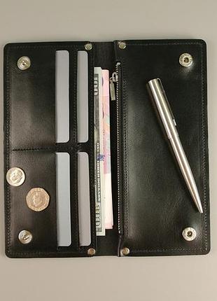 Гаманець slim wallet (чорна гладка шкіра) walltory