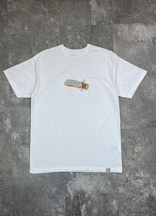 Футболка carhartt wip кархарт біла оригінал з принтом шоколадка chocolate bar чоловіча унісекс розмір s літня брендова