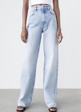 Джинси zara wide leg світло-блакитні