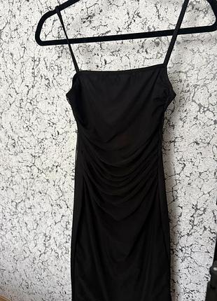 Чорна сукня міні в сіточку з драпуванням prettylittlething, розмір s (eur 38 / uk 10)