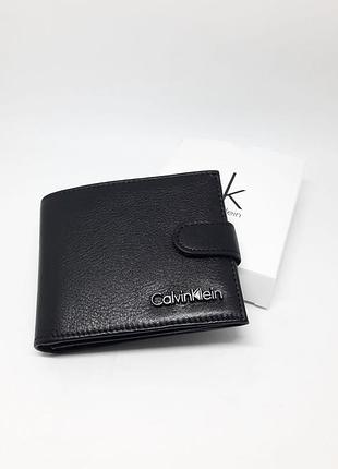 Чоловічий гаманець з натуральної шкіри. гаманець calvin klein чорний